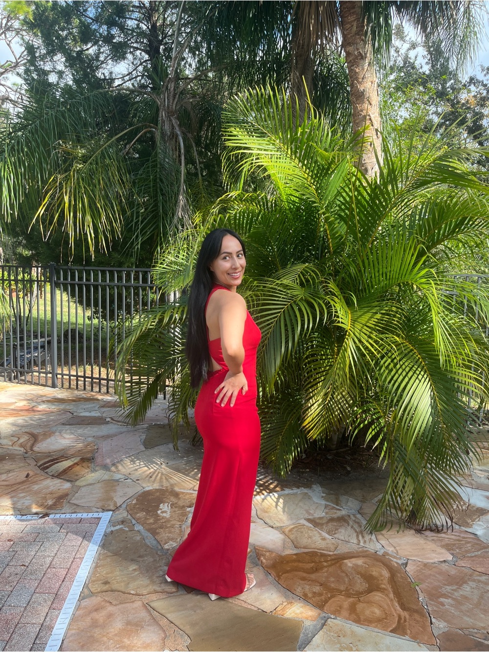 Beaded Halter Peekaboo Back Dress Women